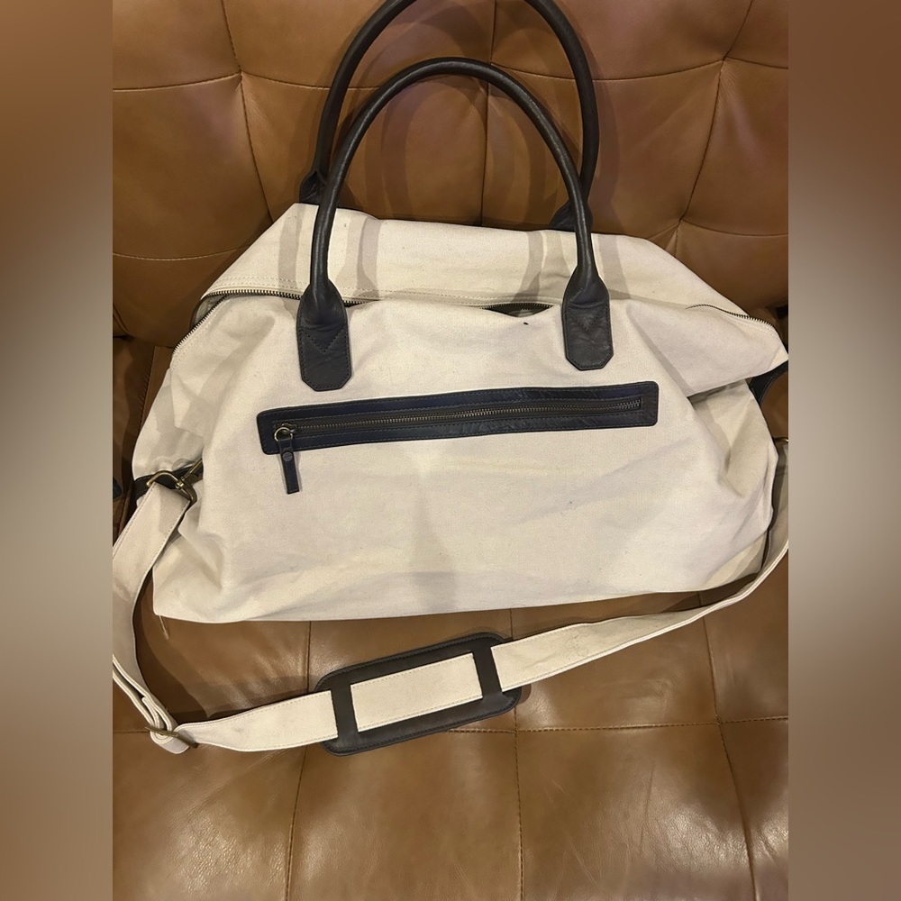 Restoration Hardware Cream and Black Men's Weekender Bag